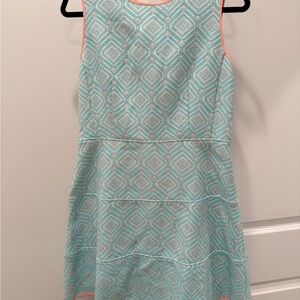 Sail to Sable Aqua and Coral Geometric Dress